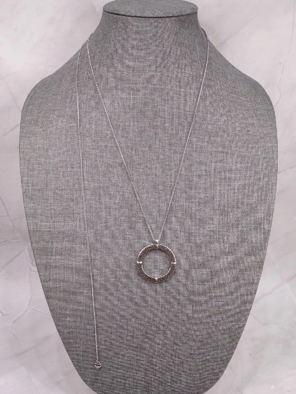 Brighton Silver-Tone Double Layer Filigree Circle Necklace